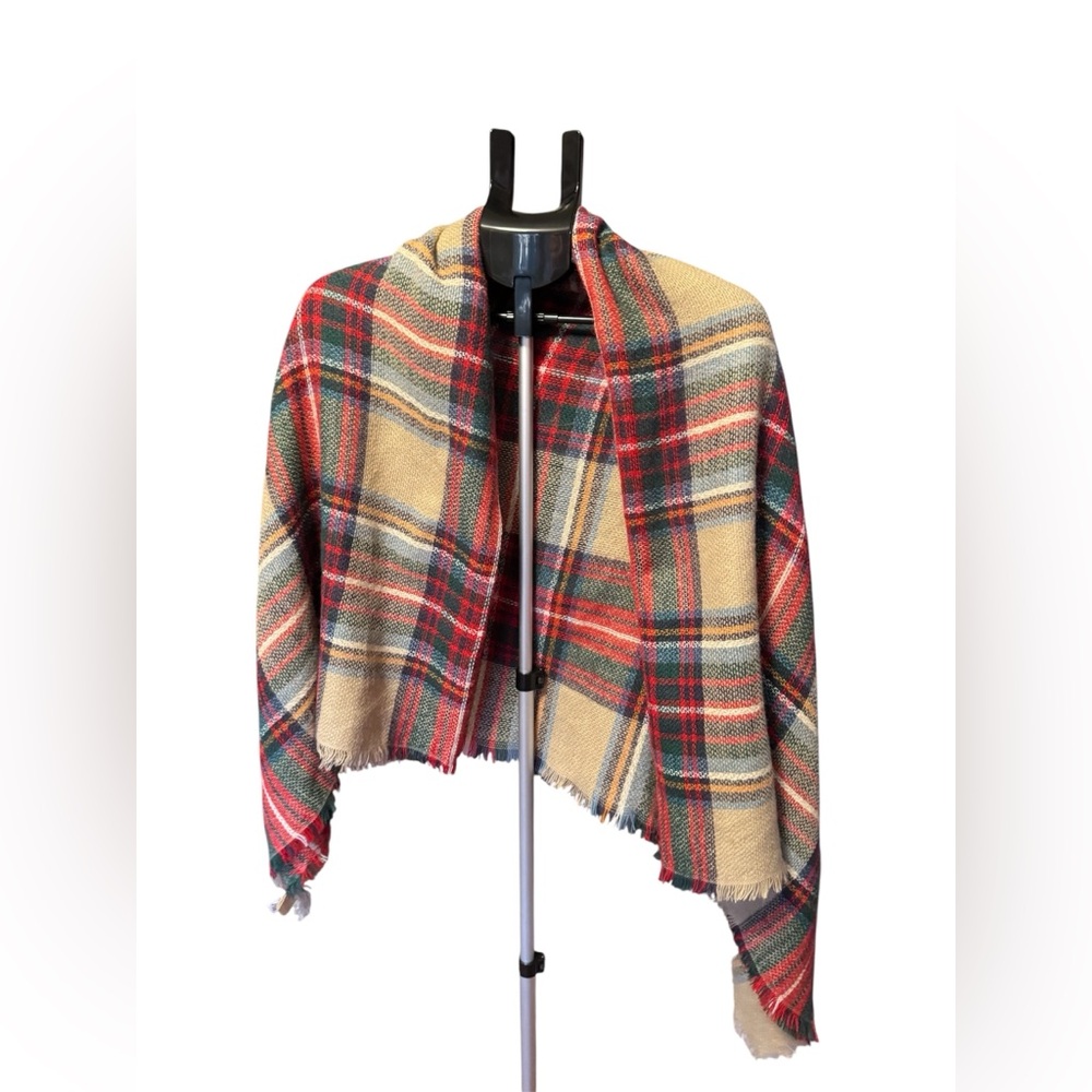 MadCloth Plaid Tartan Blanket Scarf Wrap | Oversized Acrylic Shawl